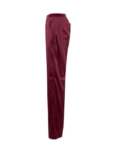 Tom Ford Fuchsia Pants With Elastic Waist With Logo Lettering In Silk Stretch Woman In Burgundy