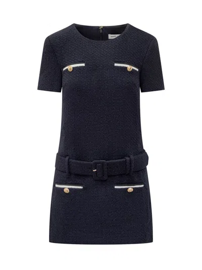 Self-portrait Textured Boucle Mini Dress In Blue
