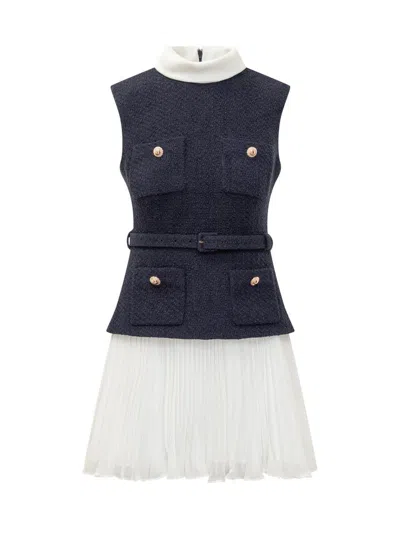 Self-portrait Chiffon Mini Dress - Women's - Polyamide/polyester/acrylic/polyesterwool In Blue