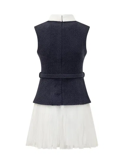 Self-portrait Chiffon Mini Dress - Women's - Polyamide/polyester/acrylic/polyesterwool In Blue