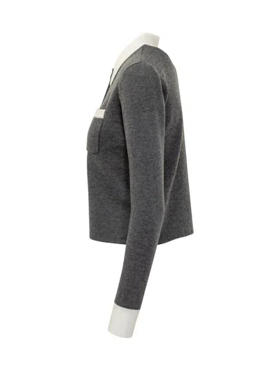 Self-portrait Collar Cardigan In Gray