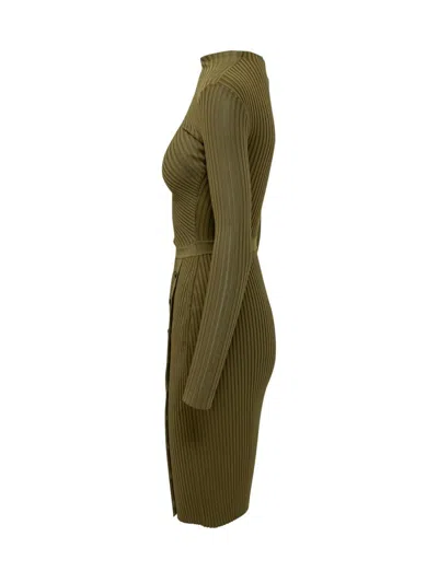 Self-portrait Self Portrait Ribbed Knit Mini Dress With Cut Outs In Khaki In Green