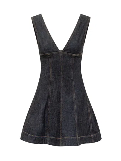 Self-portrait Navy Blue Dress With Bustier Neckline And Zip Detail