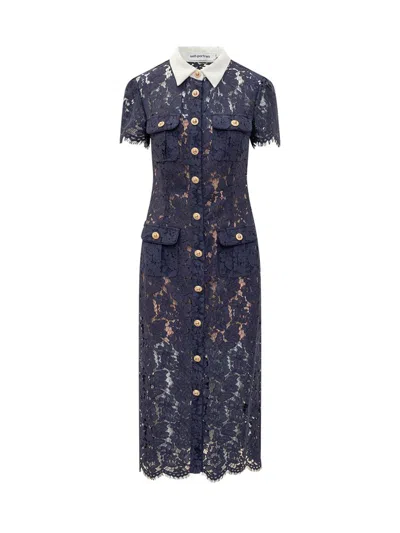Self-portrait Self Portrait Women Lace Contrast Collar Midi Dress In Blue