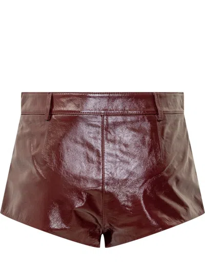 Self-portrait Self Portrait Women Leather Micro Shorts In Burgundy