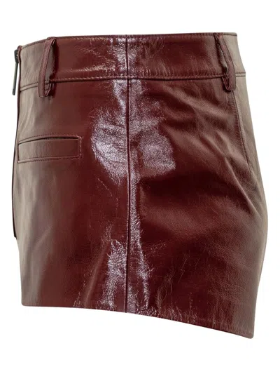 Self-portrait Self Portrait Women Leather Micro Shorts In Burgundy