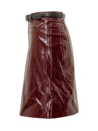 Self-portrait Belted Patent Leather Miniskirt In Red