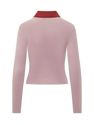Self-portrait Self Portrait Women Wool Cardigan With Contrasting Collar In Pink