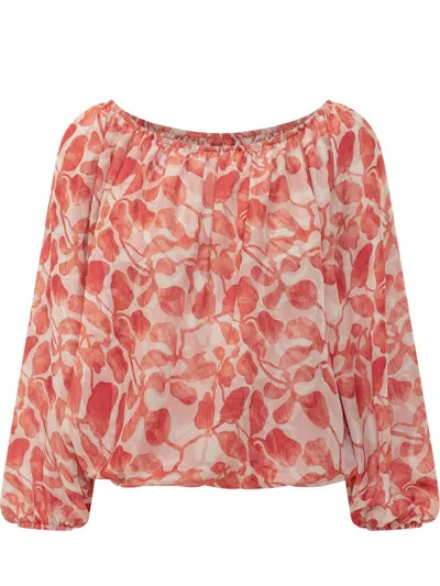 Chiara Boni La Petite Robe Toru Print Off-shoulder Top In Red