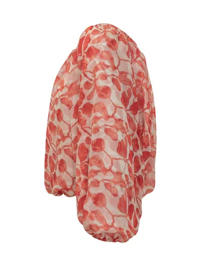 Chiara Boni La Petite Robe Toru Print Off-shoulder Top In Red