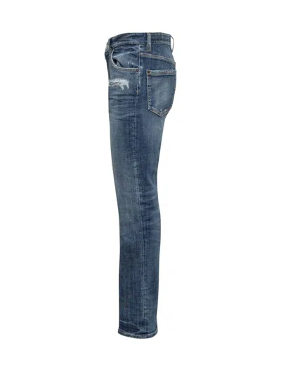 Dsquared2 Blue Jeans With Ripped Details And Logo Patch On The Rear In Blue