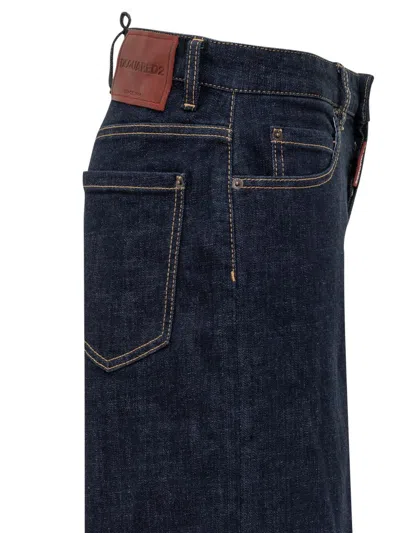 Dsquared2 Dsquared Stretch Denim Traveller Wide Leg Jeans In Blue