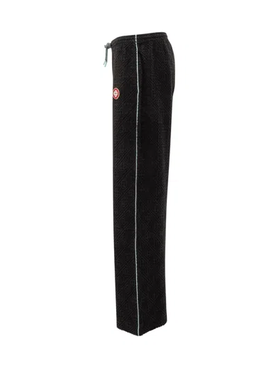 Casablanca Textured-panel Towelling Trousers In Black