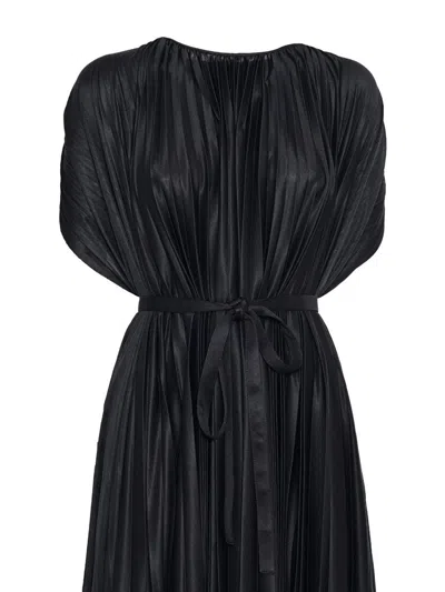 Fabiana Filippi Sleeveless Pleated Maxi Dress With Matching Belt In Black