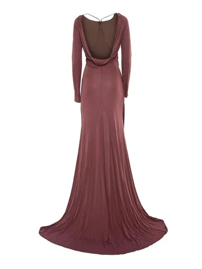 Elisabetta Franchi Midi Dress In Burgundy