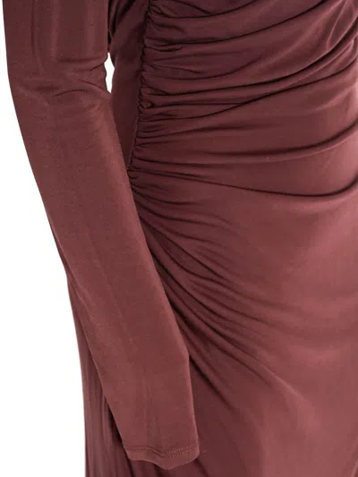 Elisabetta Franchi Midi Dress In Burgundy