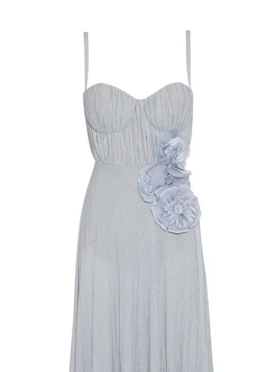 Elisabetta Franchi Maxi Dress With Sweetheart Neckline In Blue