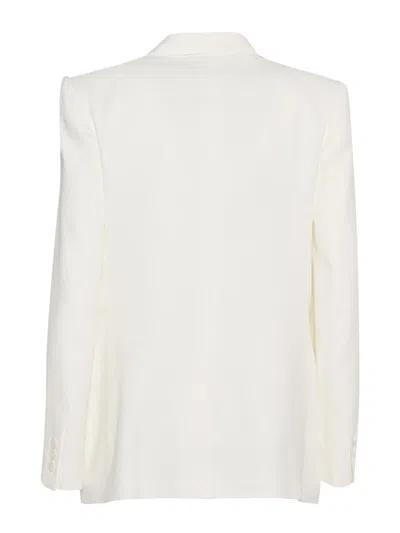 Elisabetta Franchi Ivory Linen Blend Blazer In White