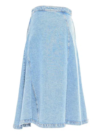 Fabiana Filippi Blue Denim Flared Midi Skirt In Blue