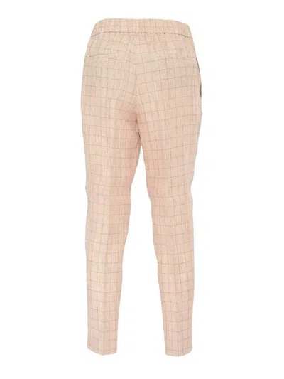 Peserico Prince Of Wales Linen Trousers In Yellow