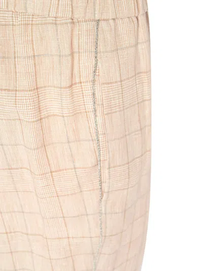 Peserico Prince Of Wales Linen Trousers In Yellow