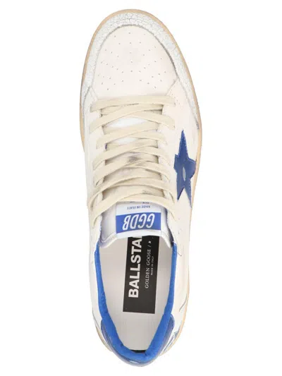 Golden Goose Ball Star Sneakers In White Nappa Leather With Light Blue Laminated Leather Star And Heel Tab