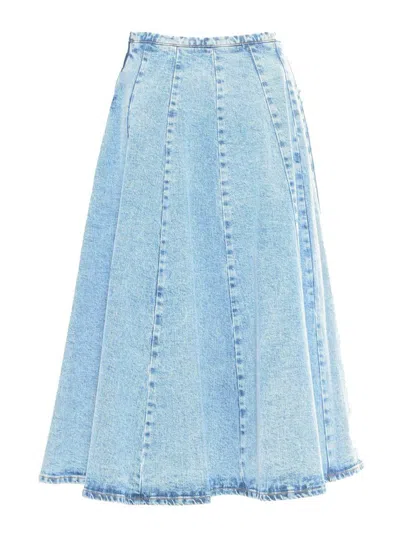 Fabiana Filippi Blue Denim Flared Midi Skirt In Blue