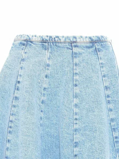 Fabiana Filippi Blue Denim Flared Midi Skirt In Blue