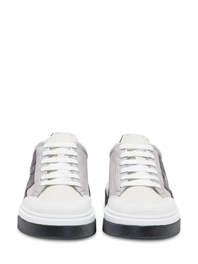 Ferragamo Leather Cassina Sneakers Multicolor Sole Contrasting In Gray