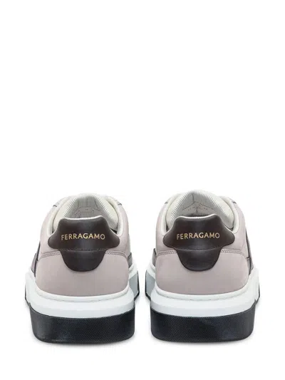 Ferragamo Leather Cassina Sneakers Multicolor Sole Contrasting In Gray