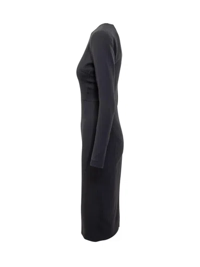 Victoria Beckham Fitted Long Sleeve T-shirt Dress In Black