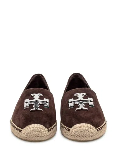Tory Burch Round Toe Suede Espadrilles With Espadrille Sole In Brown