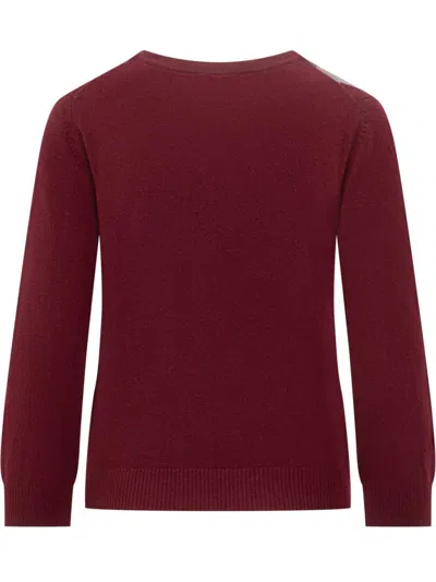Ganni Womens Tawny Port Rhombus-print Round-neck Wool And Cashmere Cardigan Xl