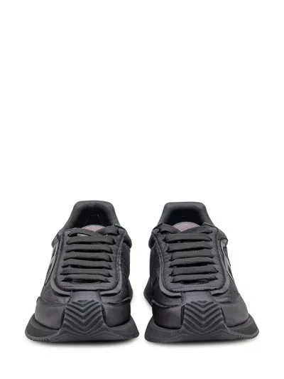 Dolce & Gabbana Low-top Nylon Sneakers With Leather Inserts In Black