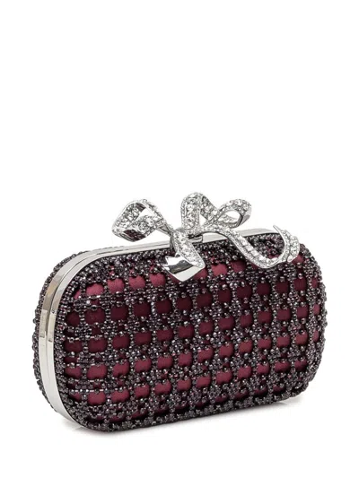 Self-portrait Clutch Bag With Bow And Crystals