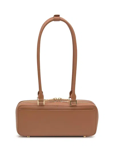 Self-portrait Tan Leather Baguette Shoulder Bag With Charm