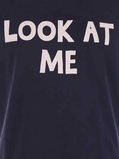 Jw Anderson Blue Sleeveless Top With Maxi Print On The Front And Logo Detail On The Rear In Cotton Man In Black
