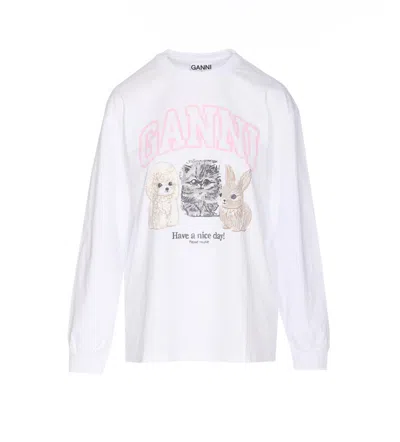 Ganni Heavyweight Jersey Re-cut Sweatshirt In White