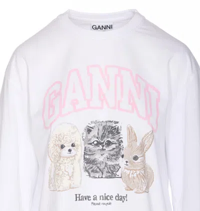 Ganni Heavyweight Jersey Re-cut Sweatshirt In White