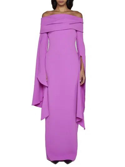 Solace London The Arden Draped Maxi Dress In Purple