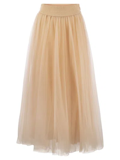 Fabiana Filippi Tulle Midi Skirt In Neutral