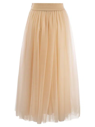 Fabiana Filippi Tulle Midi Skirt In Neutral