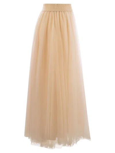 Fabiana Filippi Tulle Midi Skirt In Neutral