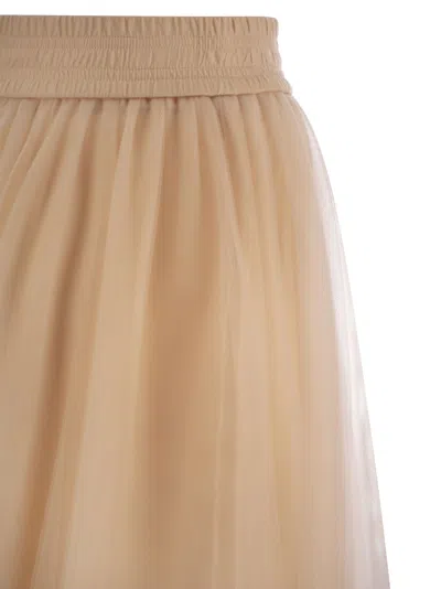 Fabiana Filippi Tulle Midi Skirt In Neutral