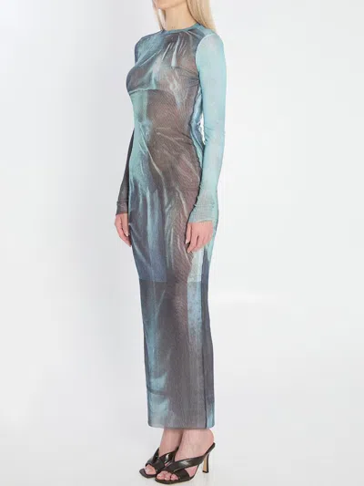 Jean Paul Gaultier Water Print Maxi Dress In Multi