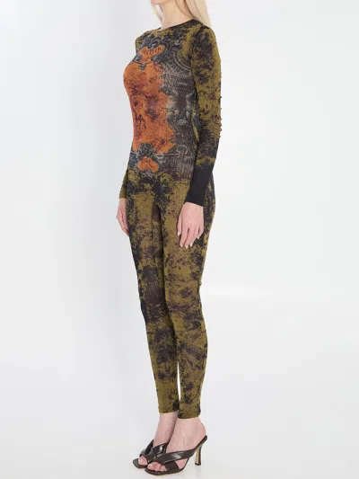 Jean Paul Gaultier Graphic Print Full-length Dress With Long Sleeves In Green