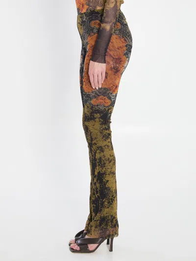 Jean Paul Gaultier Straight Flared Graphic Print Stretch Trousers In Multi