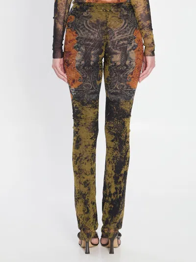 Jean Paul Gaultier Straight Flared Graphic Print Stretch Trousers In Multi