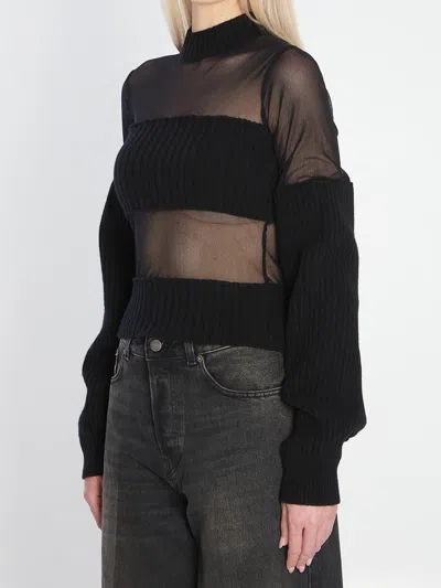Jean Paul Gaultier Sheer-effect Sweater In Black