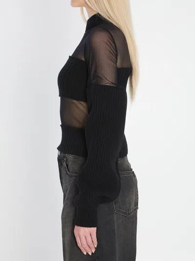 Jean Paul Gaultier Sheer-effect Sweater In Black